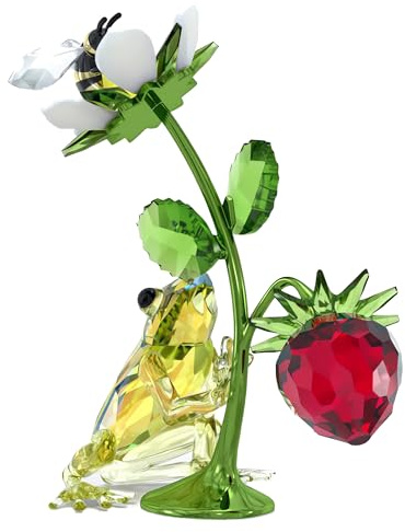 Swarovski Idyllia Frog, Bee And Strawberry Figurine, Multicoloured Crystals With Lacquered Metal Accents, Part Of The Idyllia Collection