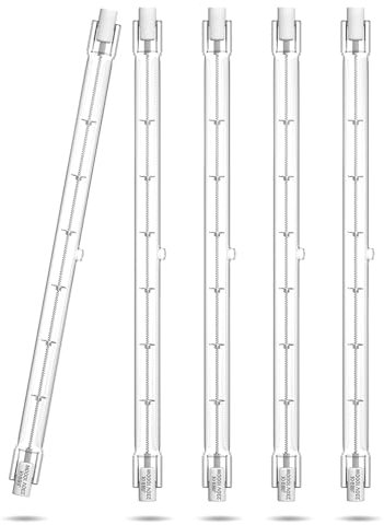 Klarlight R7S Halogen Leuchtmittel 189mm 1000W, Slim J189 J-Typ Linear R7S Halogenstab Dimmbar, 16000 Lumen Superhell Flutlicht Doppelend-Lampe, 220-240V HalogenBirne, 5 Stück