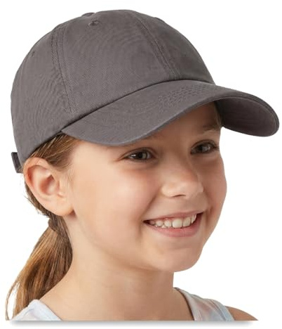 YAMEE Baseballkeps unisex barn som andas, basebollkeps barn bomull, skärmmössa barn lätt, solhatt barn för pojkar flickor solskydd, ren färg, friluftsliv, Mörkgrå, 52