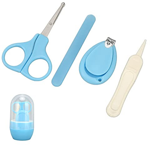 Baby-Nagelschere, 4-in-1-Baby-Nagelpflegeset, Baby-Nagelknipser, Baby-Nagelset mit Niedlichem Etui, Baby-Nagelknipser, Schere, Nagelfeile und Pinzette für Neugeborene, Säuglinge,
