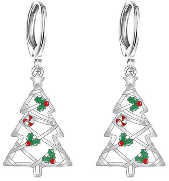 Pendientes Colgantes en Forma de Árbol de Navidad Colorido para Mujer Hipoalergénicos, de Plata de Ley 925, para Orejas Sensibles, Adornos Colgantes, Joyería, Regalos, Fiesta de Navidad, Festival