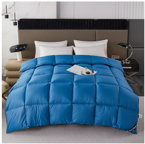 HonunGron Couette en Duvet Confort Hiver, Tres Chaude Épais Garnissage, 150/180/200/220 1/2 Personne Couette pour L’Hiver, Plumes d'oie et Duvet Doux et Moelleux (Bleu,200x230cm(4kg))