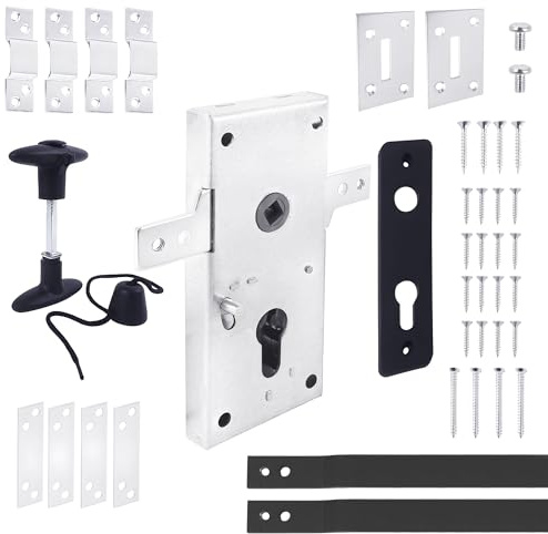 BAUSTER® Garagentor Schloss Set – horizontales Einsteckschloss mit Riegelstangen – verzinkt & wetterfest – für Schwingtor & Sektionaltor – Nachrüst-Komplettset