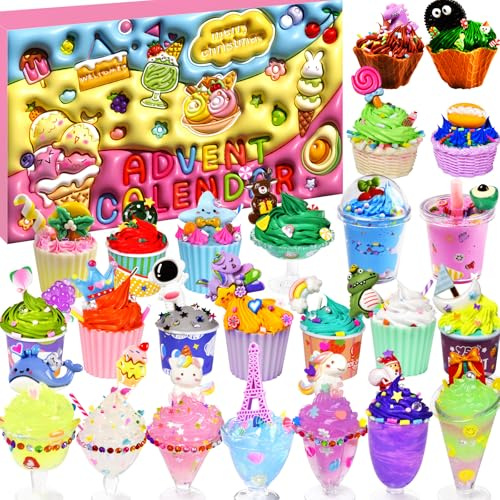 Advent Calendar 2025 for Girls, Ice Cream Cup Advent Calendar for Kids, 24 Days of Christmas Countdown Calendar DIY Craft Kit for 6-12 Ages