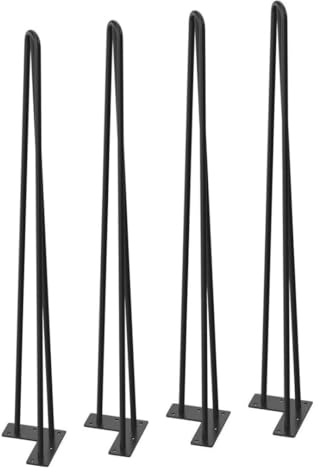 MAIL MORE Hairpin Table Legs Black – Set of 4 Heavy-Duty Furniture Legs – Metal Hairpin Legs for Modern DIY Desk, Bench & Table Legs for Home & Office (16 inch (40 cm) – 3 Pin)