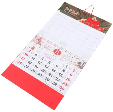 VILLFUL Chinesischer Neujahrskalender Wandkalender Jahr Des Drachen Traditioneller Mondkalender Verdickter Hängekalender für Büro und Zuhause
