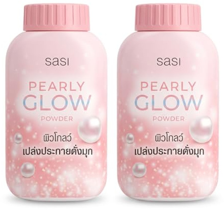 Sasi Polvo Facial y Corporal Pearly Glow – Pack de 2x50g – Acabado Nacarado Luminoso, Sin Parabenos ni Alcohol