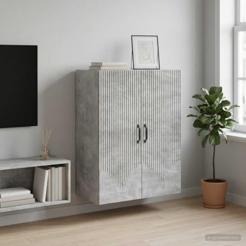 Bendmaxx Armoire murale gris béton - 66 x 34,5 x 90 cm - En bois - Armoire de rangement - Casier en métal - Armoire multifonction verrouillable - Porte étagère, tiroir, classeur à outils