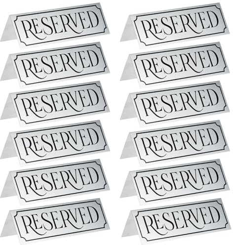 Cartellino Per Tavolo in Metallo “Reserved”(12 Pezzi) - 12 x 4 x 3 cm