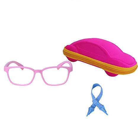 JoXiGo Lunettes Ordinateur Anti Lumière Bleue Enfant Bébé Garçon et Fille (3-7ans) + Cordons à lunettes + Étui à Lunettes