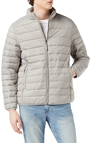 Amazon Essentials Men's Packable Lightweight Water-Resistant Puffer Jacket (Available in Big & Tall), Light Grey, L