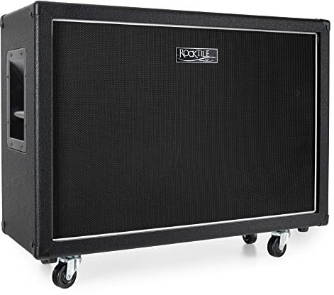 Rocktile GB212 Gitarren Box - Cabinet für E-Gitarren Topteile - 2x 12 Lautsprecher - Impedanz: 4, 8 oder 16 Ohm - Belastbarkeit: 75 Watt Mono / 150 Watt Stereo - Steckbare Rollen - Schwarz