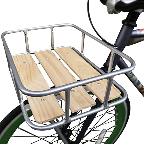 Sport Tent Front Rack Bicycle Front with Basket,Vintage Bike Pannier Rack Wooden Bicycle Carrier Holland Road Bike Accessories