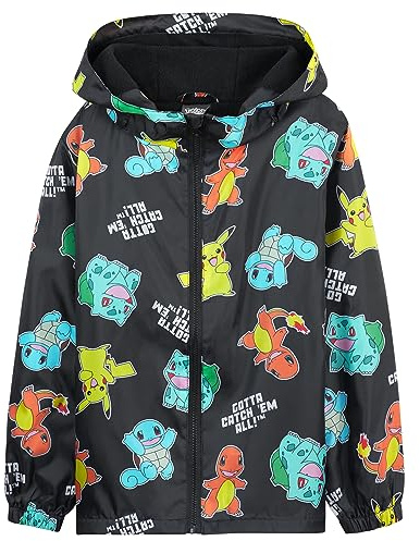Pokémon Veste de Pluie Enfant Garcon avec Doublure en Polaire, Vêtement de Pluie Ado 4-14 Ans