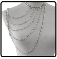 Wedity Sexy borla en forma de u, cadena corporal de un solo hombro, collar de cuello, accesorios corporales, joyas para mujeres y niñas (Plata)