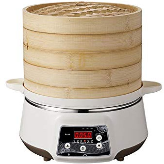 OQHAIR Olla de Vapor rápida Inteligente, vaporera eléctrica de bambú, vaporera eléctrica, Aislamiento de Reserva, vaporera para marisco al Vapor para el hogar