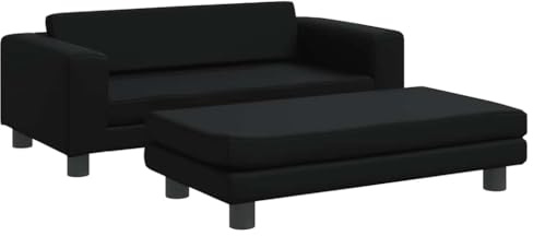 vidaXL Hundebett, Hundekissen mit Verlängerung für extra Schlafbereich, Hundesofa Hundecouch für kleine Hunde Haustiere, Haustierbett Katzenbett, Schwarz Kunstleder