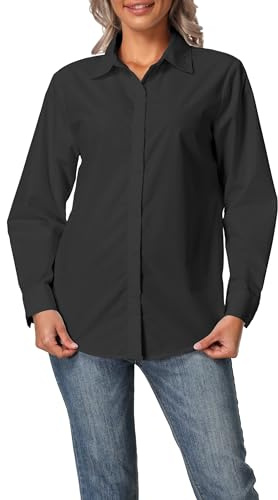 Zahala Battery Women's Long Sleeve V-Neck Blouse, White, L