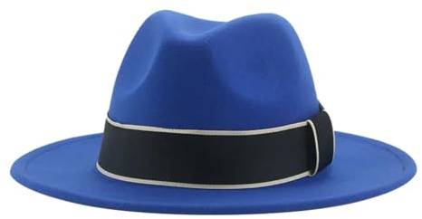 SOYNIA Fedora Trilby Gorras Masculinas Sombreros para Hombres Sombreros De Fieltro para Mujeres Sombrero De Fieltro Vintage Formal Boda Decorar Cinturón Banda Sombrero 52-54 Cm (Niños) Azul