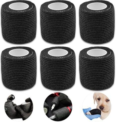 Venda Autoadhesiva para Tatuaje 6 Rollos (5.1cm x 4.5m) - TONBAO Cinta de Agarre Transpirable y Se Rasga a Mano sin Residuos, Ideal para Deportes y Mascotas