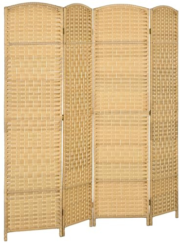 HOMCOM Biombo Plegable de 4 Paneles para Oficina 180x180 cm Natural
