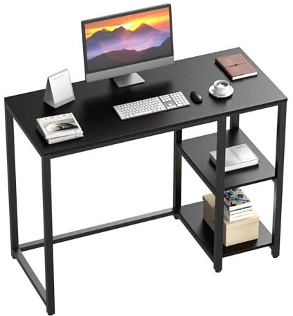 WOHOMO Scrivania da 100 cm, per computer con spazio di archiviazione, per videogiochi, per casa, ufficio, colore: nero