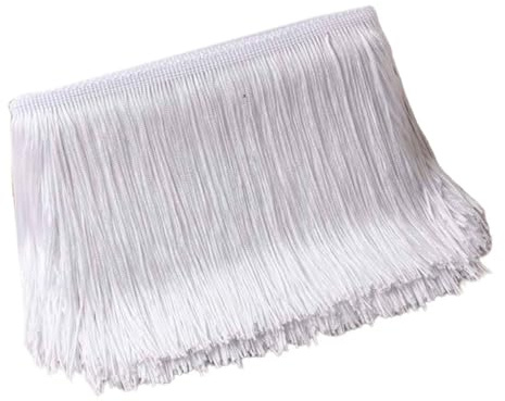 10 cm x 10 m bred tofs fransad kant dansfransar sidenfransar fransar dekorationsband fransband fransar bård band för sömnad, för latinsk klänning underkläder gardiner, vit