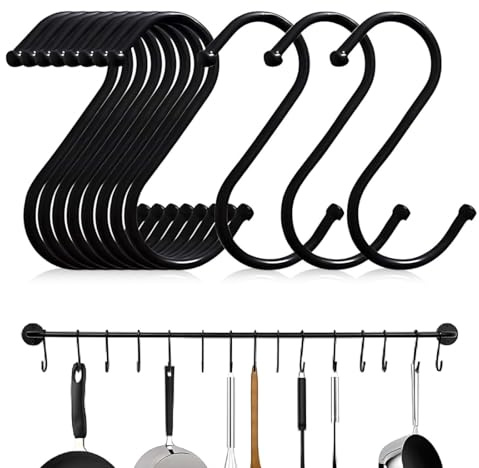 KYLOS Ganci a S 20 Pezzi Ganci Appesi S a Forma Di Ganci Pesanti Gancio Per Cucina Bagno Camera Da Letto Ufficio Giardino, Nero Grandi