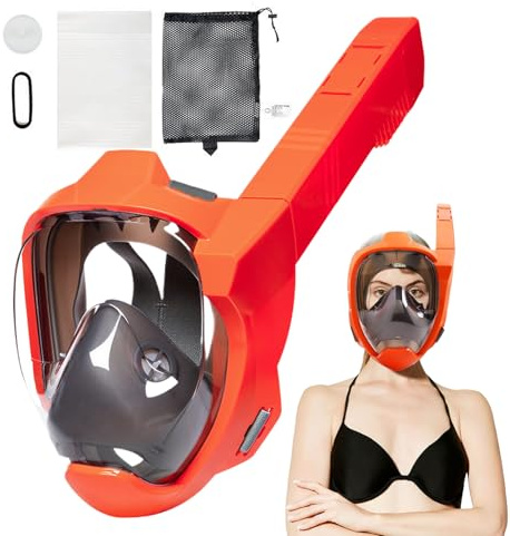 Maschera integrale da Immersione, visiera anti-appannamento per Immersione | Attrezzatura impermeabile a vista panoramica a 180° per Adulti Unisex Confortevole per Nuotare con Tuba