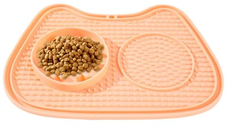 Pour chats à alimentation lente, interactive anti-effraction avec tapis à lécher, tapis à lécher, distributeur de casse-croûte pour bandes de yaourt boîtes de nourriture humide et sèche