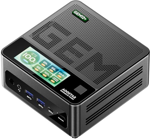 AOOSTAR GEM12+ Mini PC Ryzen7 Pro 8845HS Gaming Desktop Computer Barebone with display screen, Dual DDR5 RAM Two PIce4.0 SSD slots,Micro pc 8K 4-screens,Oculik/USB4*2/2.5G RJ45*2/WIFI6/BT5.2