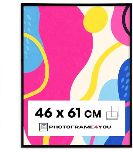 Photoframe4you - Cornice 46x61 cm - Nero - Vetro acrilico anti-rottura - Cornice da parete in MDF minimalista per poster, puzzle, certificati e altro - Arredamento moderno - Arco