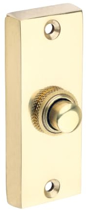 Timco Traditional Door Bell Button, Battery Operated - Polished Brass | Victorian Pattern | Solid Brass | External Use