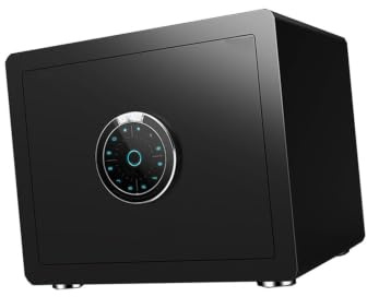 Säkerhetsskåp med fingeravtryck larmfunktion, högsäkerhetsskåp, kropp i helt stål, for kontantsmycken Andra värdesaker(Black)