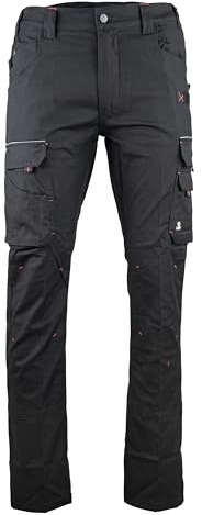 LMA WORKWEAR 1880 - Pantalon de Travail Stretch - 1425 Basalte - Multipoches, Extensible - Idéal BTP, Artisanat - Noir, Size 54 - Entrejambe 83