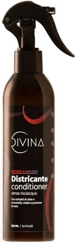 Spray districante detangler conditioner senza risciacquo con estratti naturali per capelli ricci, super-ricci, afro Natural&Amazing di DIVINA BLK (250ml)