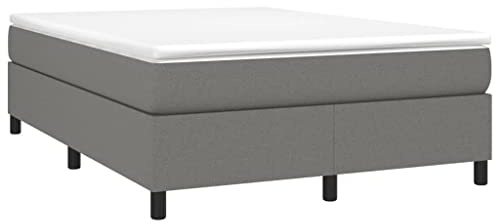vidaXL Boxspring-sängram mörkgrå 140x200 cm tyg, dubbelsäng, säng, säng ram, dubbelsängar, sängar, säng ramar, resårmadrass, resårmadrasser, pocketersårmadrass