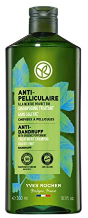 Yves Rocher Champú Anticaspa Tratante - Cabello con Caspa - Champu sin Sulfatos ni Siliconas con Hierbabuena Bio - Cuero Cabelludo Purificado y Libre de Caspa - Fabricado en Francia - 300ml