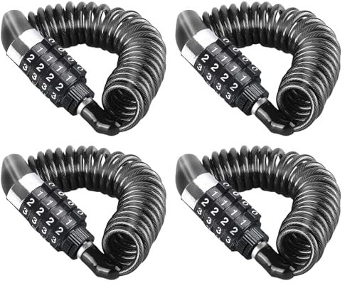 4 Stück Fahrradschloss Zahlenschloss Helmschloss: Schwarz Klein Skischloss mit 4 Stellig, Kabelschloss Helmschloss für Motorradhelm Kinderwagen Diebstahlschutz