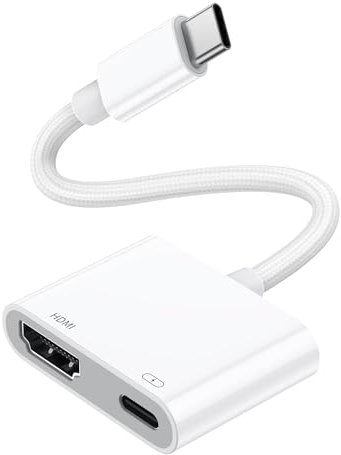 Adattatore da USB C a HDMI, Adattatore da Tipo C a HDMI 4K Convertitore Schermo per Sincronizzazione Audio e Video Compatibile con iPhone 15,iPad,Samsung Galaxy S24,MacBook Pro/Air,Huawei P40/P30 ecc.