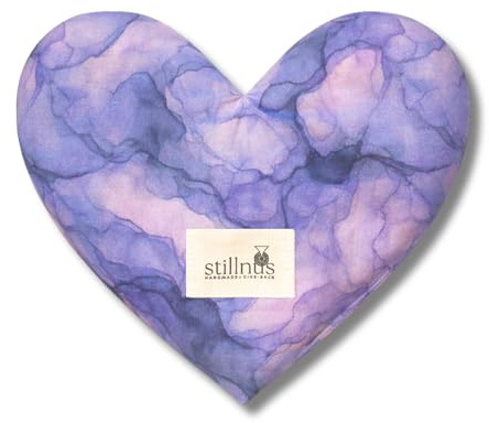 Stillnus Reverie Weighted Eye Pillow – Organic Flaxseed & Lavender, Watercolor Print, Heart Shaped, Relaxation & Feel Better Gift for Women