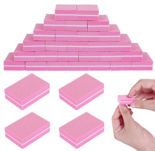 AEIOPRS 40 Pcs Blocs de Polissage pour Ongles en Acrylique ou Gel Naturel Tampon à Poncer et Polissoir pour Ponçage des Ongles Rose