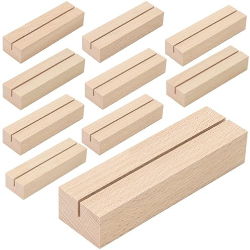 WISYOK Porta Della Carta in Legno, 10 Pezzi di Supporto per Tavolo, Supporto per Cartolina, Supporto in Legno, Supporto per Card di Menu, Supporto per Foto per Matrimoni (10 x 3 x 2cm)