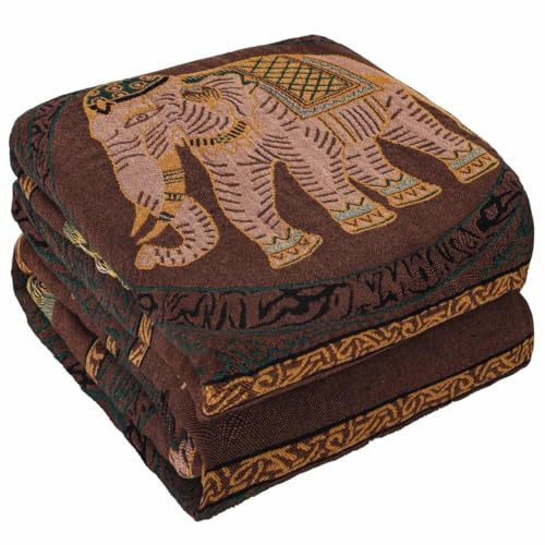 HOORDRY Boho Throw Blanket for Sofa Bed with Tassels,Elephant Bed Throw | Organic Cotton Soft Large Blanket Farmhouse Decor Bedspread,All Season Throw for Sofa Couch Chair-Brown,150x200CM