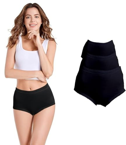 Molten Creek® Women's Mama Full Briefs, High Waist Ladies Briefs, 100% Cotton Knickers, Soft & Stretchy, Everyday Panties, Full Coverage (UK, Numeric, 22, 24, Regular, Regular, Black- Pack of 3)