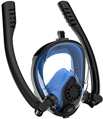Dykutrustning, Dykmask Mask Undervattens Anti-dimma Helansiktssnorkelmask For Kvinnor Män Barn Simning Snorkel Dykutrustning för dykning(Black Blue,S/M)