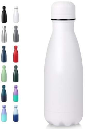 Volhoply 350ml/12oz Small Water Bottle Stainless Steel, BPA Free Insulated Water Bottles, Double Wall Cola Shape Flask, Keeps Cold 24 Hours and Hot 12 Hours for Kids Handbag (White)