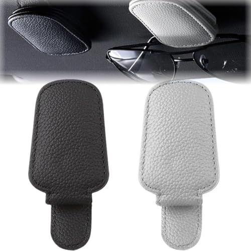 2 Piezas Soporte para Gafas de Sol para Coche, Cuero Soporte para Gafas de Sol, Coche, Ticket Tarjetas, Clip Gafas, Soporte para Parasoles de Coche,Porta Gafas para Coche Cuero Magnético
