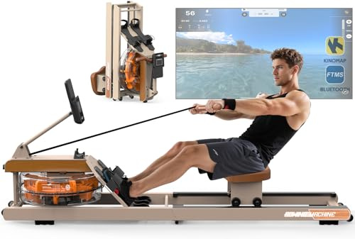 Orisyn Rameur à l'eau Pliable, Rameurs D'appartement, rameur d'eau Pliable avec écran Bluetooth,expérience d'aviron immersive,Charge maximale 160kg,98% prémonté