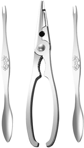 VERDANVERSE Utensilios para Marisco de Acero Inoxidable Set Pinza y Tenedores para Abrir y Comer Cangrejo y Langosta Herramienta Ligera y Resistente para Amantes de Mariscos